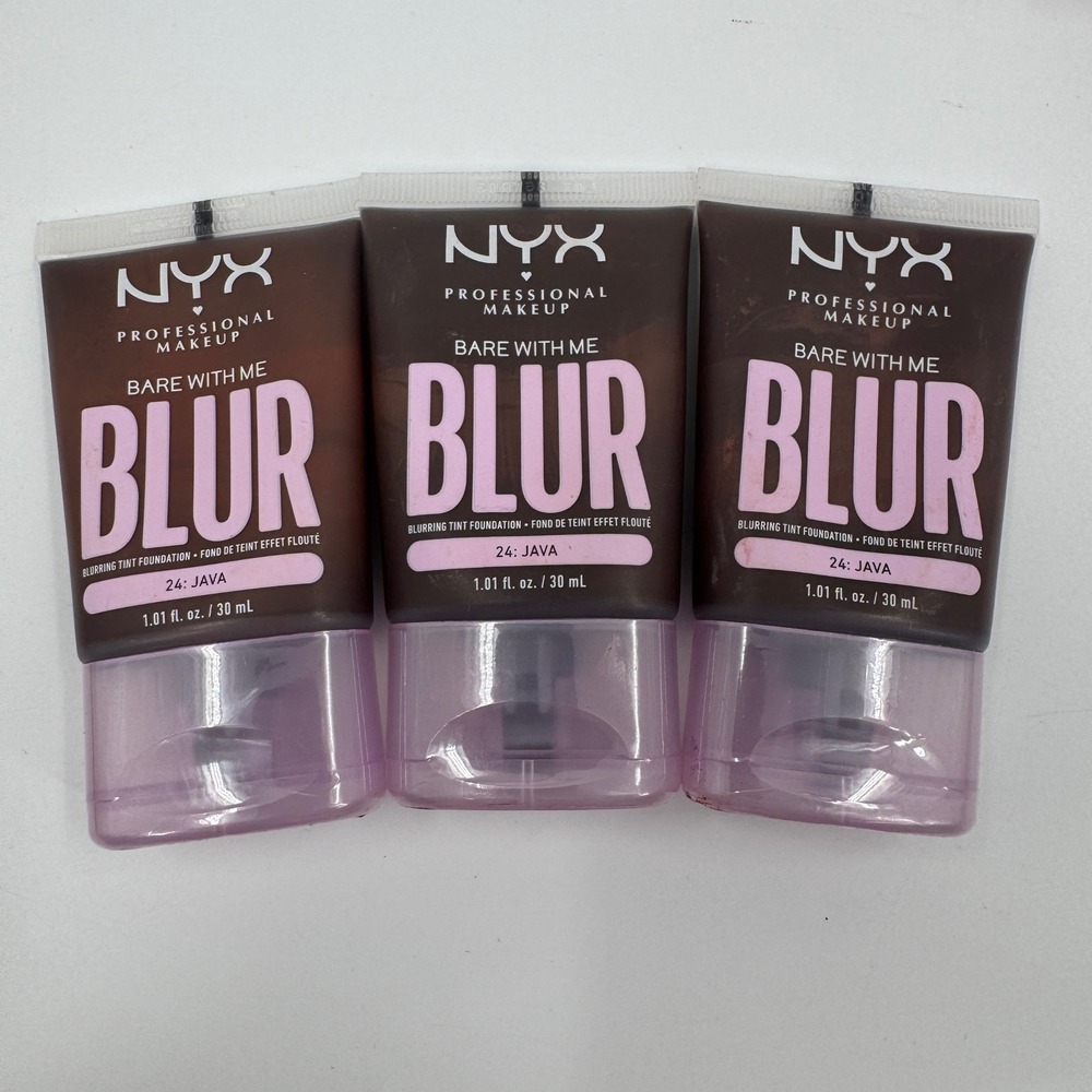 NYX Bare With Me Blur Blurring Tint Foundation 24 Java 1.01oz Lot of 3 BWMBT24‎